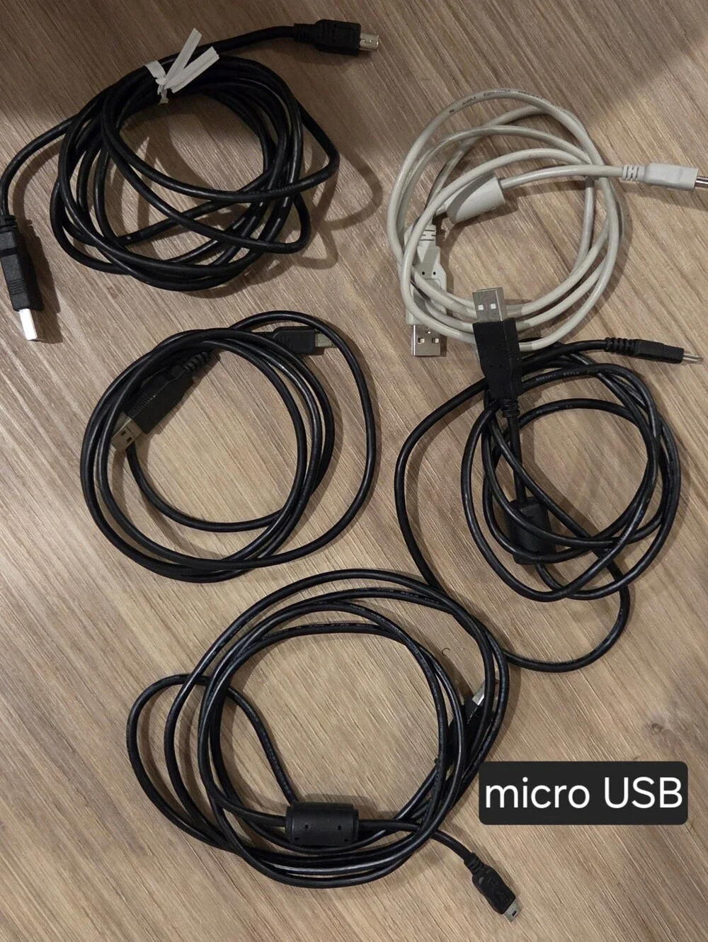 Lot Of 24 Cables USB Ethernet Phone USB-C Micro 3.0 Mini USB - Used, Untested